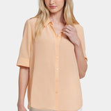 Riley Silk Elbow Sleeved Blouse - Apricot Nectar