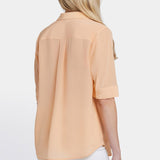 Riley Silk Elbow Sleeved Blouse - Apricot Nectar