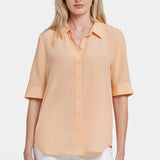 Riley Silk Elbow Sleeved Blouse - Apricot Nectar