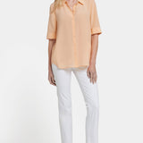 Riley Silk Elbow Sleeved Blouse - Apricot Nectar