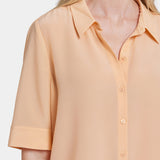 Riley Silk Elbow Sleeved Blouse - Apricot Nectar