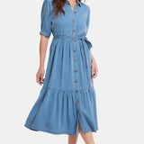 Kate Ruffle Dress  - Light Marine