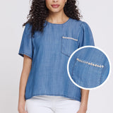 Puff Sleeved Tee - Medium Indigo