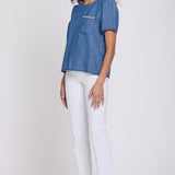 Puff Sleeved Tee - Medium Indigo