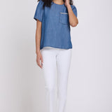 Puff Sleeved Tee - Medium Indigo