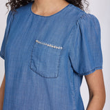 Puff Sleeved Tee - Medium Indigo