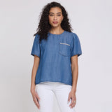 Puff Sleeved Tee - Medium Indigo