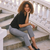 Pull-On Slim Ankle Trouser Pants - Harris Houndstooth