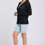 Pointelle Cardigan - Black