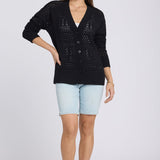 Pointelle Cardigan - Black