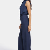 Mona Wide Leg Trouser Pants In Petite - Oxford Navy