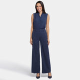 Mona Wide Leg Trouser Pants In Petite - Oxford Navy