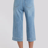 Brigitte Wide Leg Capri Jeans In Petite - Mist Springs
