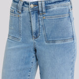 Brigitte Wide Leg Capri Jeans In Petite - Mist Springs
