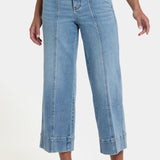 Teresa Wide Leg Ankle Jeans In Petite - Mist Springs