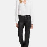 Coated Marilyn Straight Jeans In Petite - Black Coated