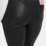 Coated Marilyn Straight Jeans In Petite - Black Coated