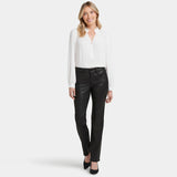 Coated Marilyn Straight Jeans In Petite - Black Coated