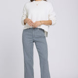 Bailey Relaxed Straight Crop Jeans In Petite - Malaga Stripe