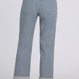 Bailey Relaxed Straight Crop Jeans In Petite - Malaga Stripe