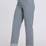 Bailey Relaxed Straight Crop Jeans In Petite - Malaga Stripe