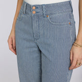 Bailey Relaxed Straight Crop Jeans In Petite - Malaga Stripe