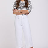 Brigitte Wide Leg Capri Jeans In Petite - Optic White