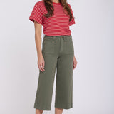 Brigitte Wide Leg Capri Jeans In Petite - Desert Green