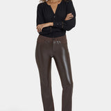 Vegan Stretch Leather Marilyn Straight Pants In Petite - Coffee Bean