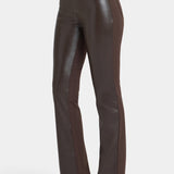 Vegan Stretch Leather Marilyn Straight Pants In Petite - Coffee Bean