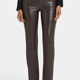Vegan Stretch Leather Marilyn Straight Pants In Petite - Coffee Bean
