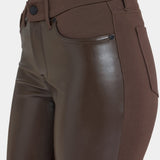Vegan Stretch Leather Marilyn Straight Pants In Petite - Coffee Bean