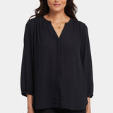 Pintuck Blouse In Petite - Black