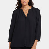 Pintuck Blouse In Petite - Black