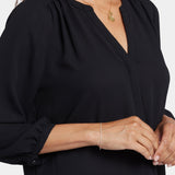 Pintuck Blouse In Petite - Black