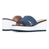 Raizy Wedge Sandals - Navy