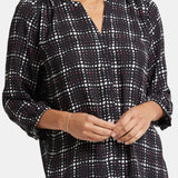 Pintuck Blouse - Lattice Dots