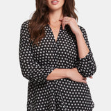 Pintuck Blouse - Pearl Medallion