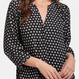 Pintuck Blouse - Pearl Medallion