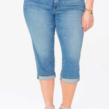 Marilyn Straight Crop Jeans In Plus Size - Pacific