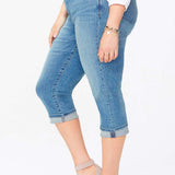 Marilyn Straight Crop Jeans In Plus Size - Pacific