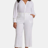 Wide Leg Cargo Capri Pants In Plus Size - Optic White