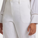 Wide Leg Cargo Capri Pants In Plus Size - Optic White