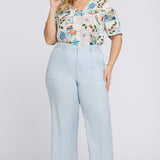 Wide Leg Cargo Capri Pants In Plus Size - Blue Clover
