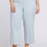 Wide Leg Cargo Capri Pants In Plus Size - Blue Clover