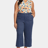 Wide Leg Cargo Capri Pants In Plus Size - Oxford Navy
