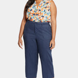 Wide Leg Cargo Capri Pants In Plus Size - Oxford Navy