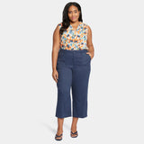 Wide Leg Cargo Capri Pants In Plus Size - Oxford Navy