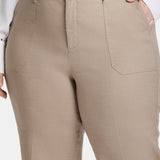 Wide Leg Cargo Capri Pants In Plus Size - Saddlewood