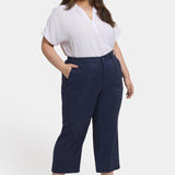 Wide Leg Cargo Capri Pants In Plus Size - Oxford Navy